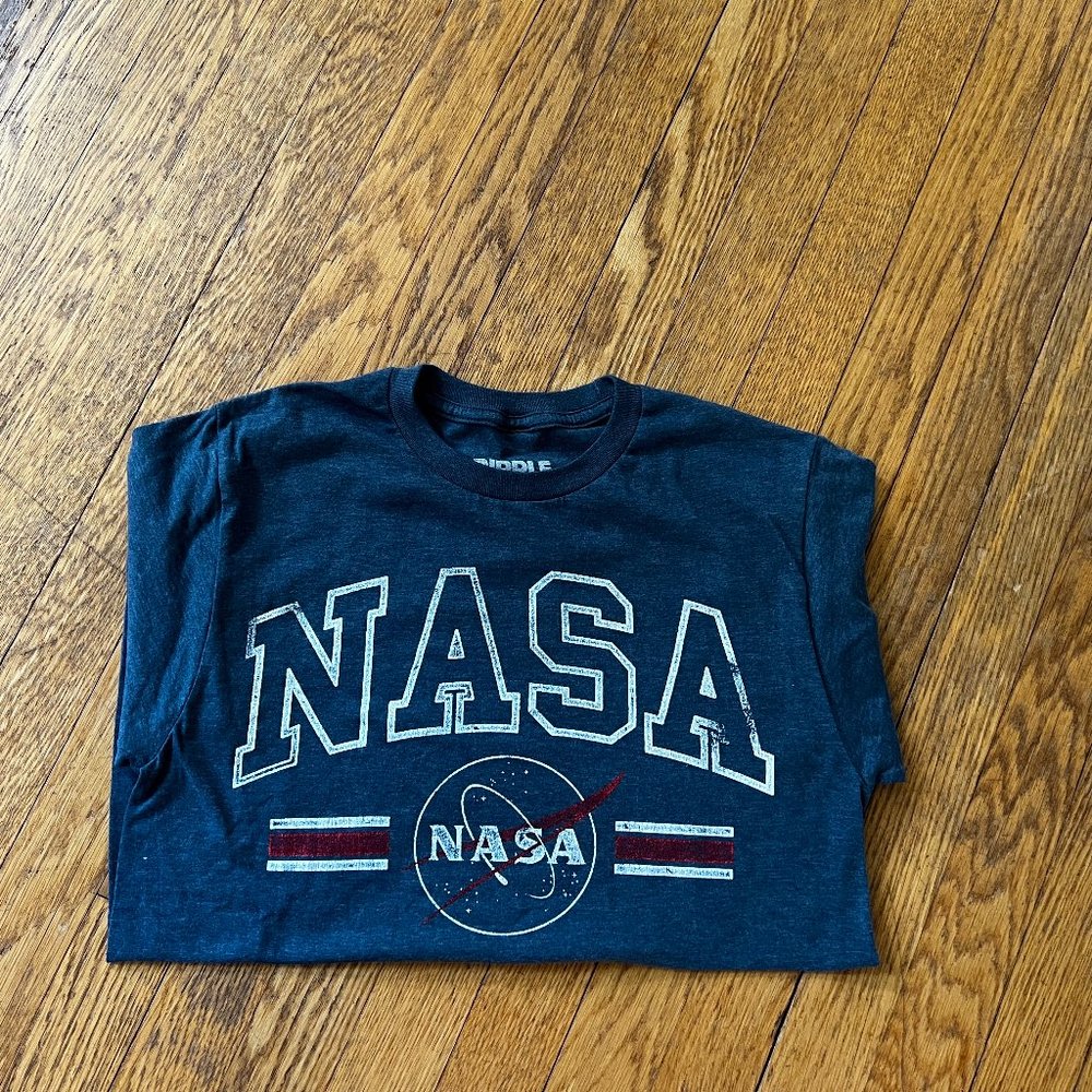 NASA Mens T-shirt Heather Blue Size Samll